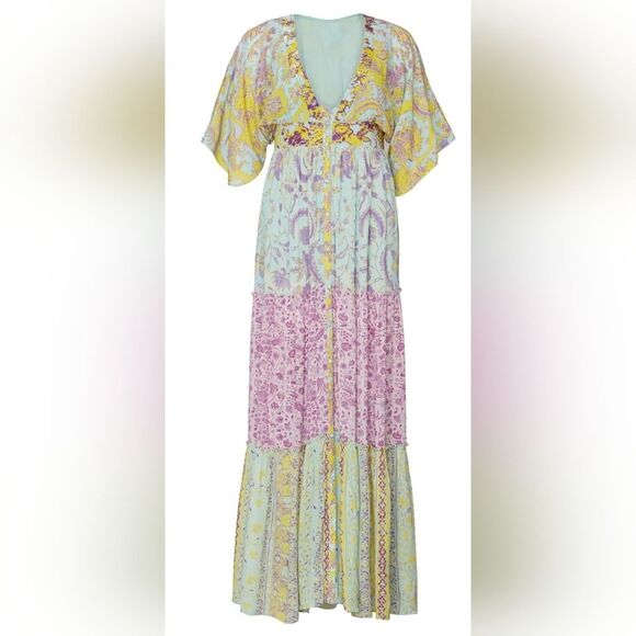 HEMANT & NANDITA SIZE XS / S Multi Floral Printed Maxi Bohemian Fairycore - Picture 9 of 9